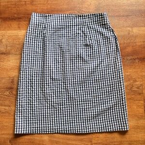 Talbots Navy and White Gingham Pencil Skirt Retro